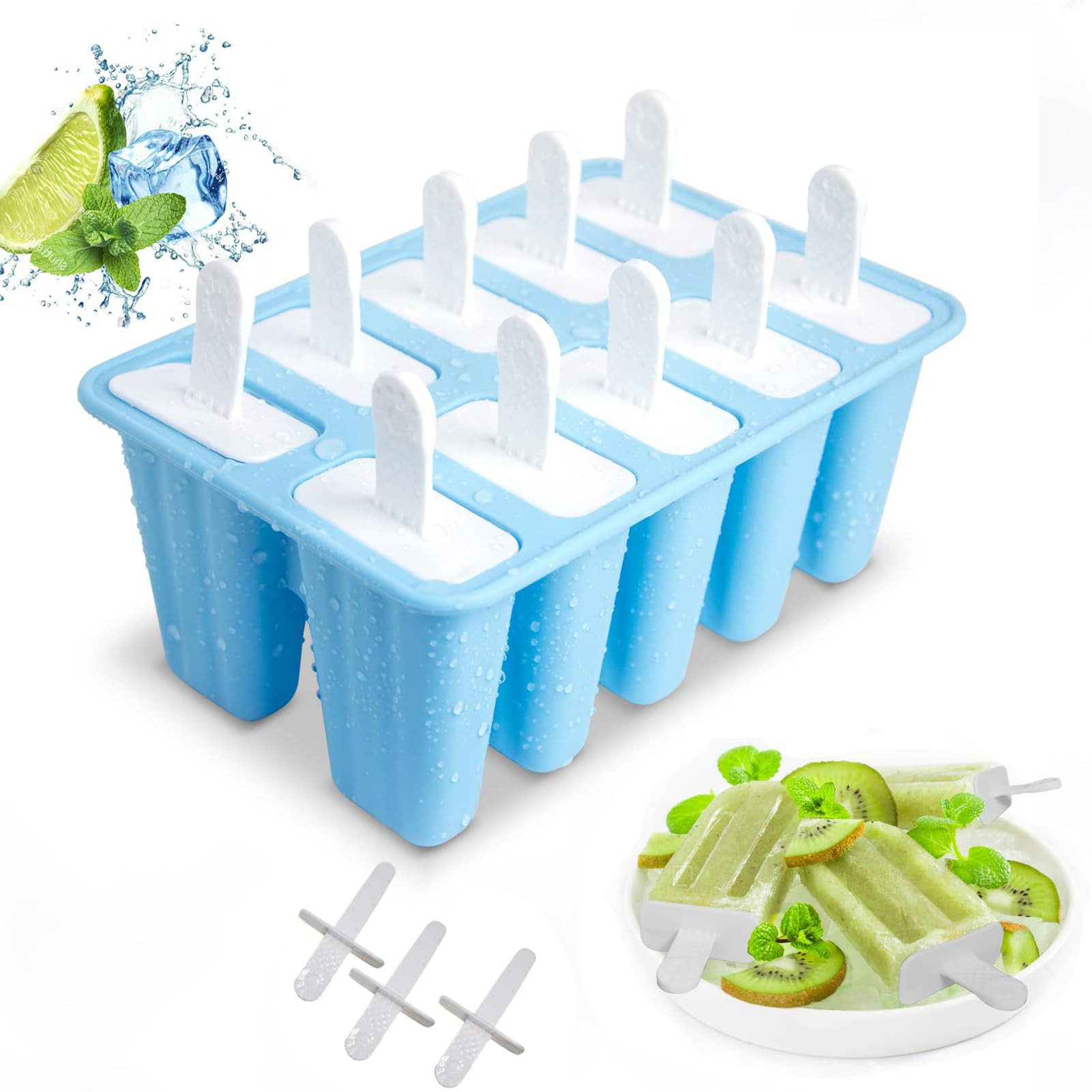Popsicle Molds, 10 Pieces Silicone Popsicle Molds with Sticks BPA Free Ice Pop Molds Reusable Eas... | Amazon (US)