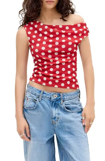 BDG Urban Outfitters Fia Polka Dot Off the Shoulder Top in Red at Nordstrom Rack, Size X-Large | Nordstrom Rack
