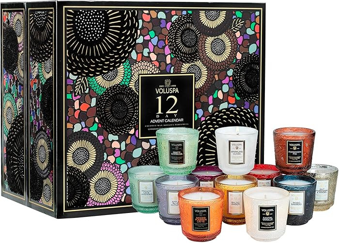 Voluspa 12 Day Advent Calendar Scented Candles Gift Set, 2.5 oz each, Christmas Candles Set, 25 H... | Amazon (US)