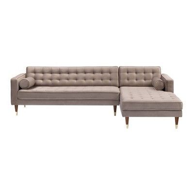 Somerset Velvet Mid-Century Modern Right Sectional Sofa - Armen Living | Target