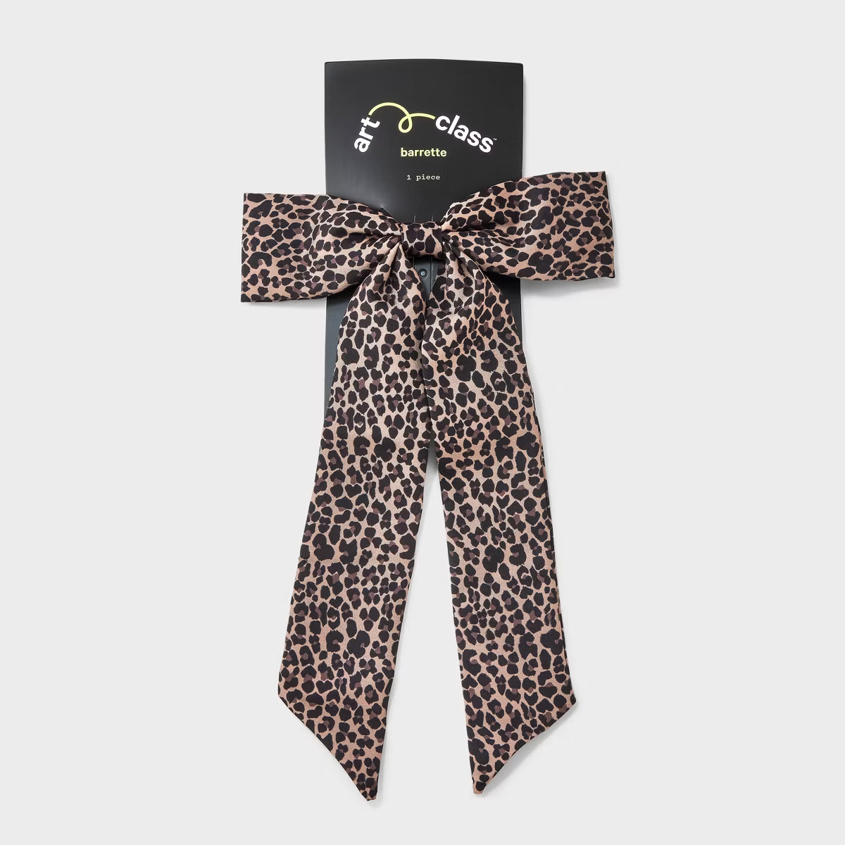 Girls' Satin Leopard Printed Bow - art class™ Black/Brown | Target
