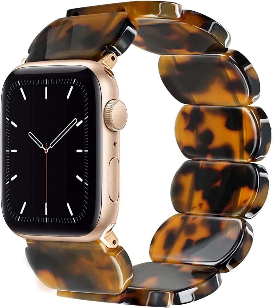 Heesch Tortoise Stretchy Watch Band Compatible with Apple Watch Serise 7/6/5/4/3/2/1, Resin Cute Wat | Amazon (US)