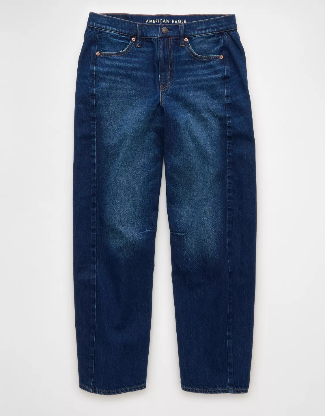 AE Dreamy Drape Strigid Barrel Jean | American Eagle Outfitters (US & CA)