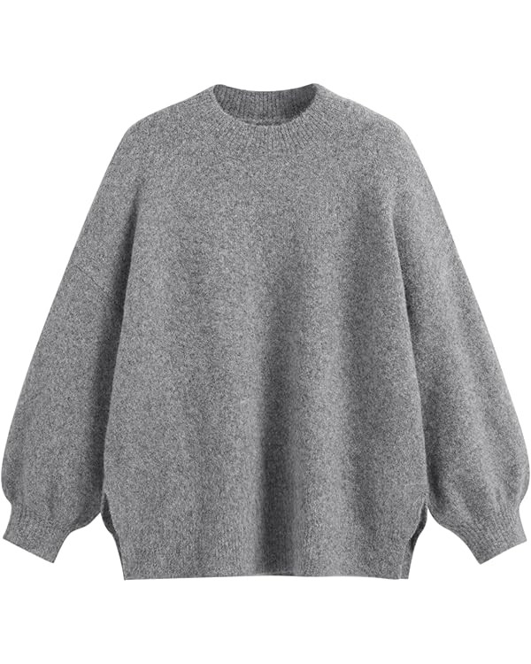 CIDER Womens Oversized Knit Sweater Pullover Crew Neck Casual Jumper Cozy Sweaters Grey | Amazon (US)