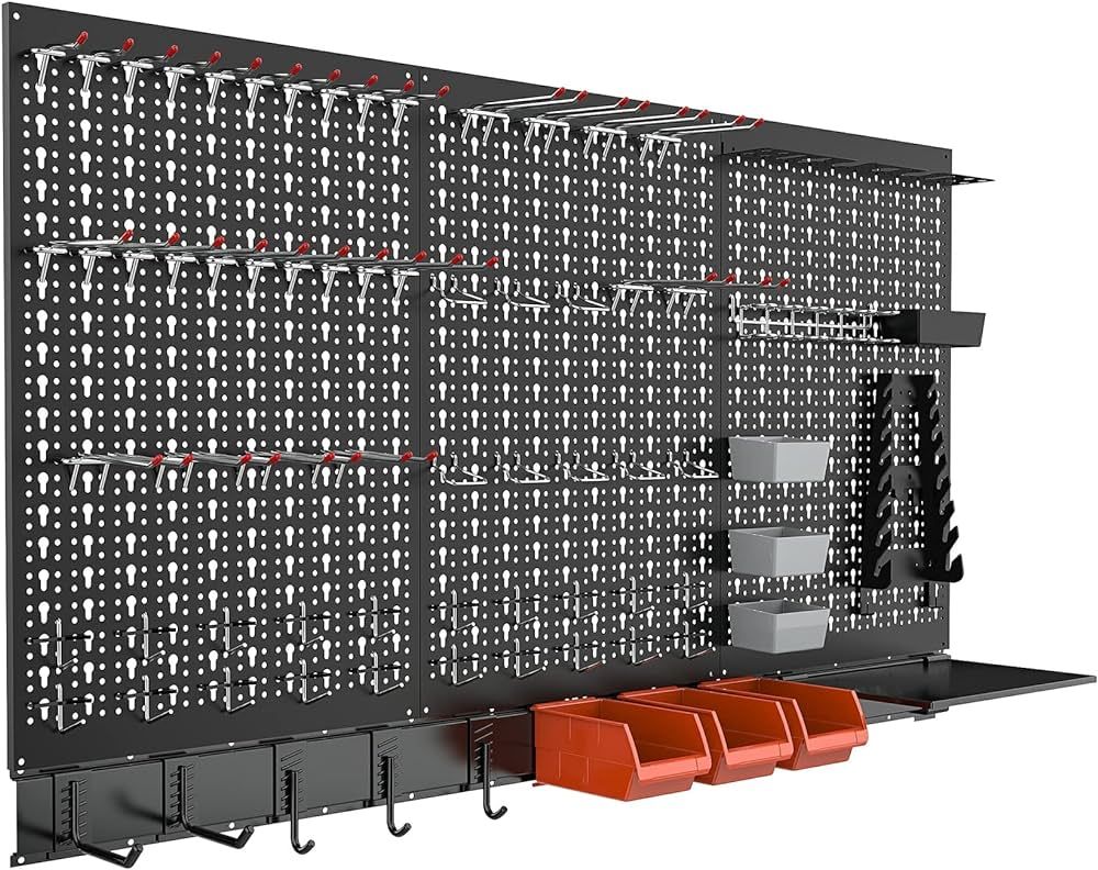 TORACK Metal Pegboard Wall Organizer System for Garage, 109PCS Pegboard Accessories Organizer Kit... | Amazon (US)