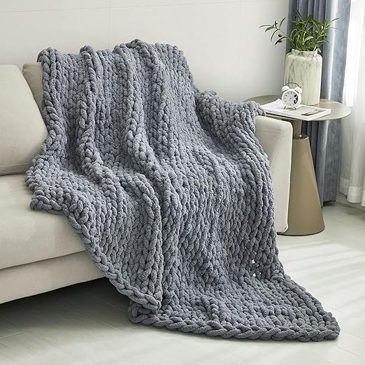 Sunyrisy Chunky Knit Throw Blanket, Luxury Soft Cozy Chenille Throw Blanket, Large Throw Bed Blan... | Amazon (US)