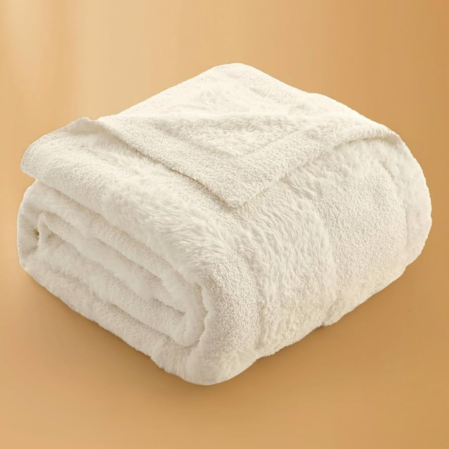 Snuggle Sac Ivory Checkered Throw Blanket for Couch,Cozy Soft Warm Blanket for Sofa Bedroom,Decor... | Amazon (US)