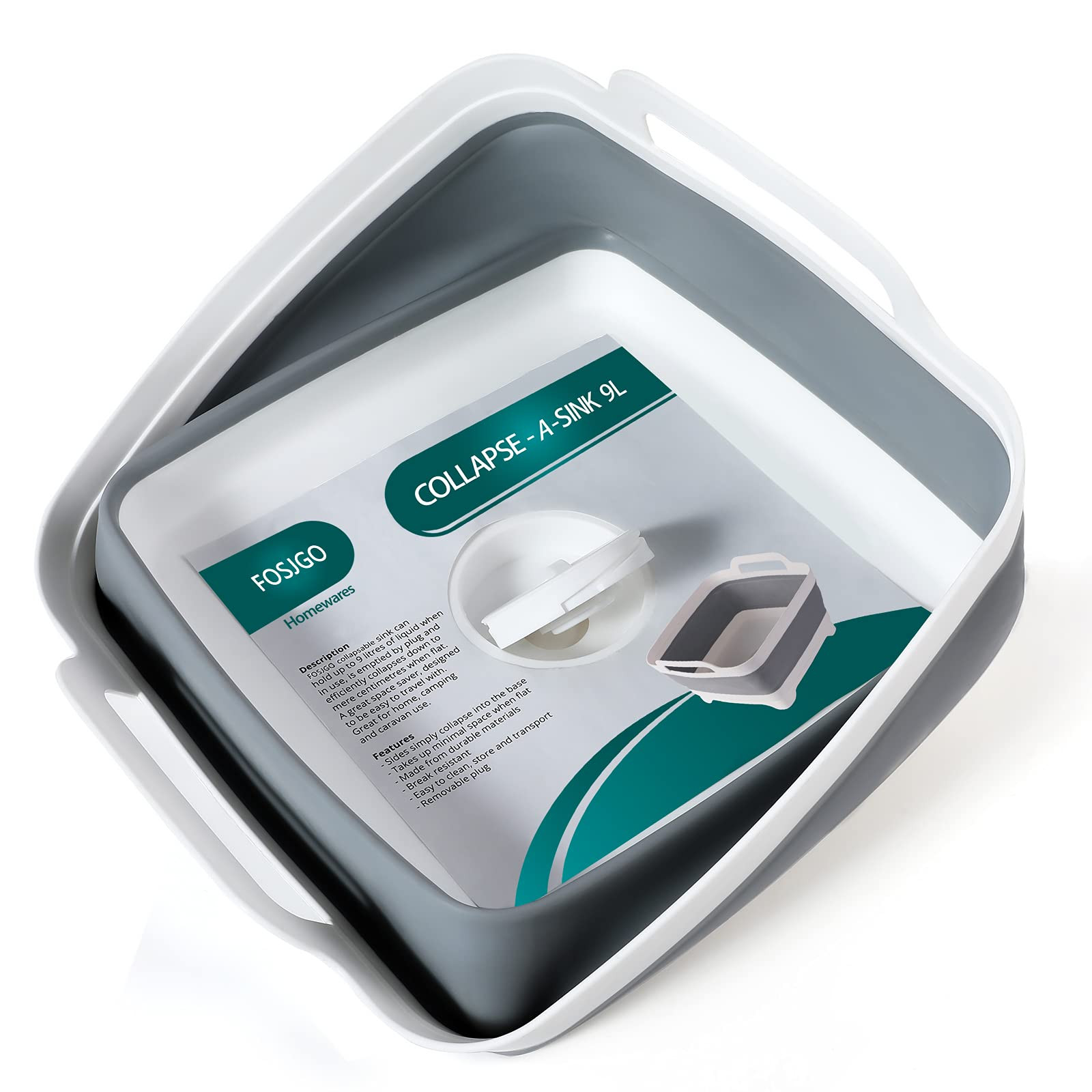 2.4 Gal(9L) Collapsible Dish Basin with Drain Plug,Space Saving Multiuse Foldable Sink Tub,Dishpa... | Amazon (US)