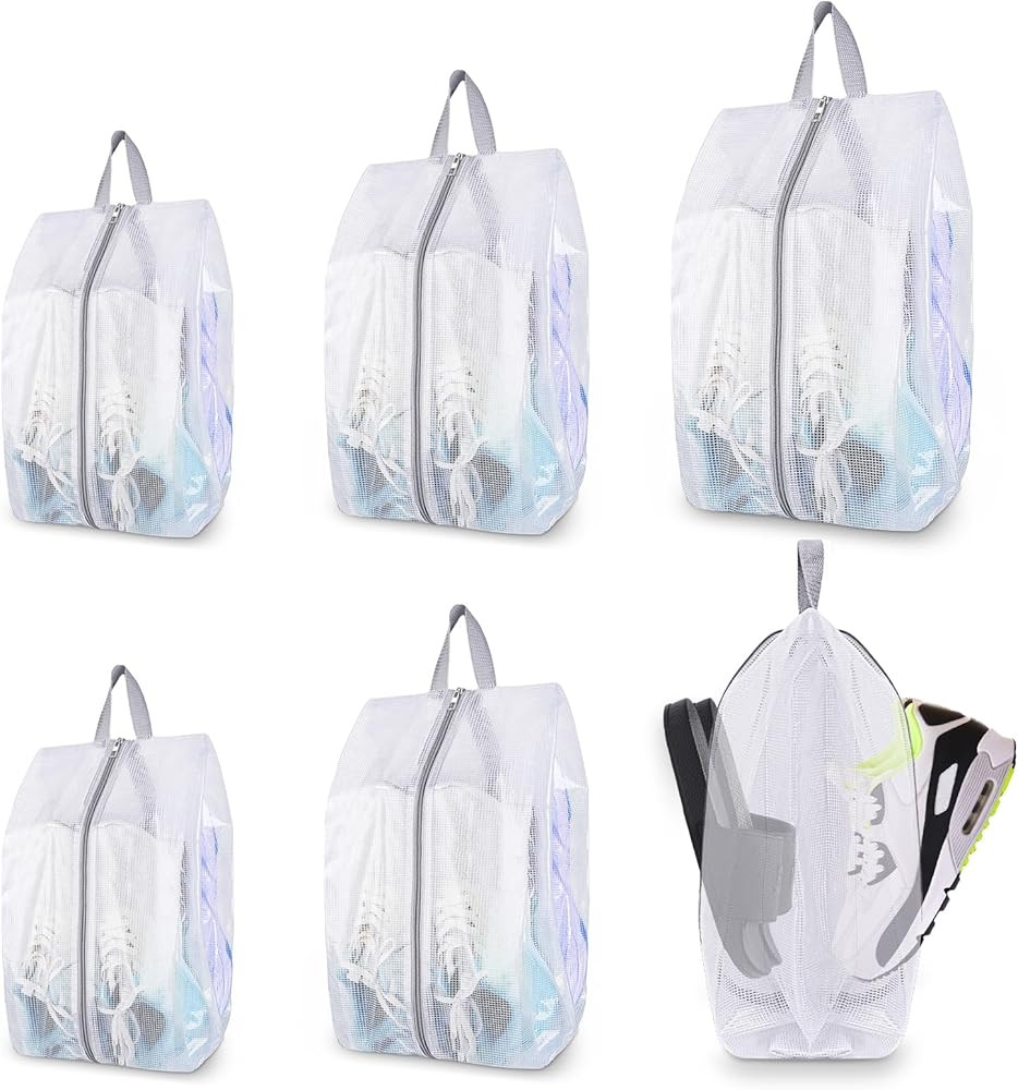 SelfTek Shoe Bag, 6 Pack, Waterproof, 3 Size Options, Double-Sided Zipper, Portable Design, Built... | Amazon (US)