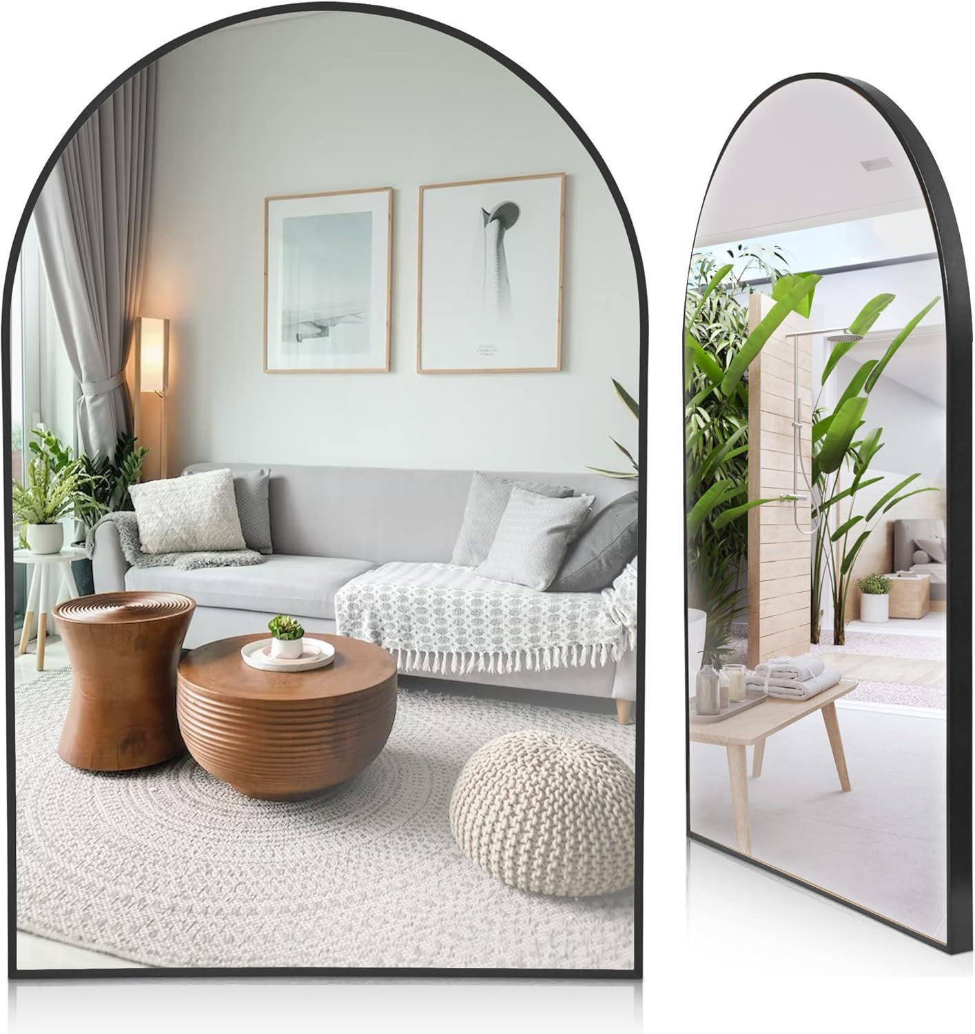 Sixty Times - Arch Mirror - 24" x 36" Inch - Black Arched Mirror, Wall Mounted, Boho or Modern Ba... | Amazon (US)