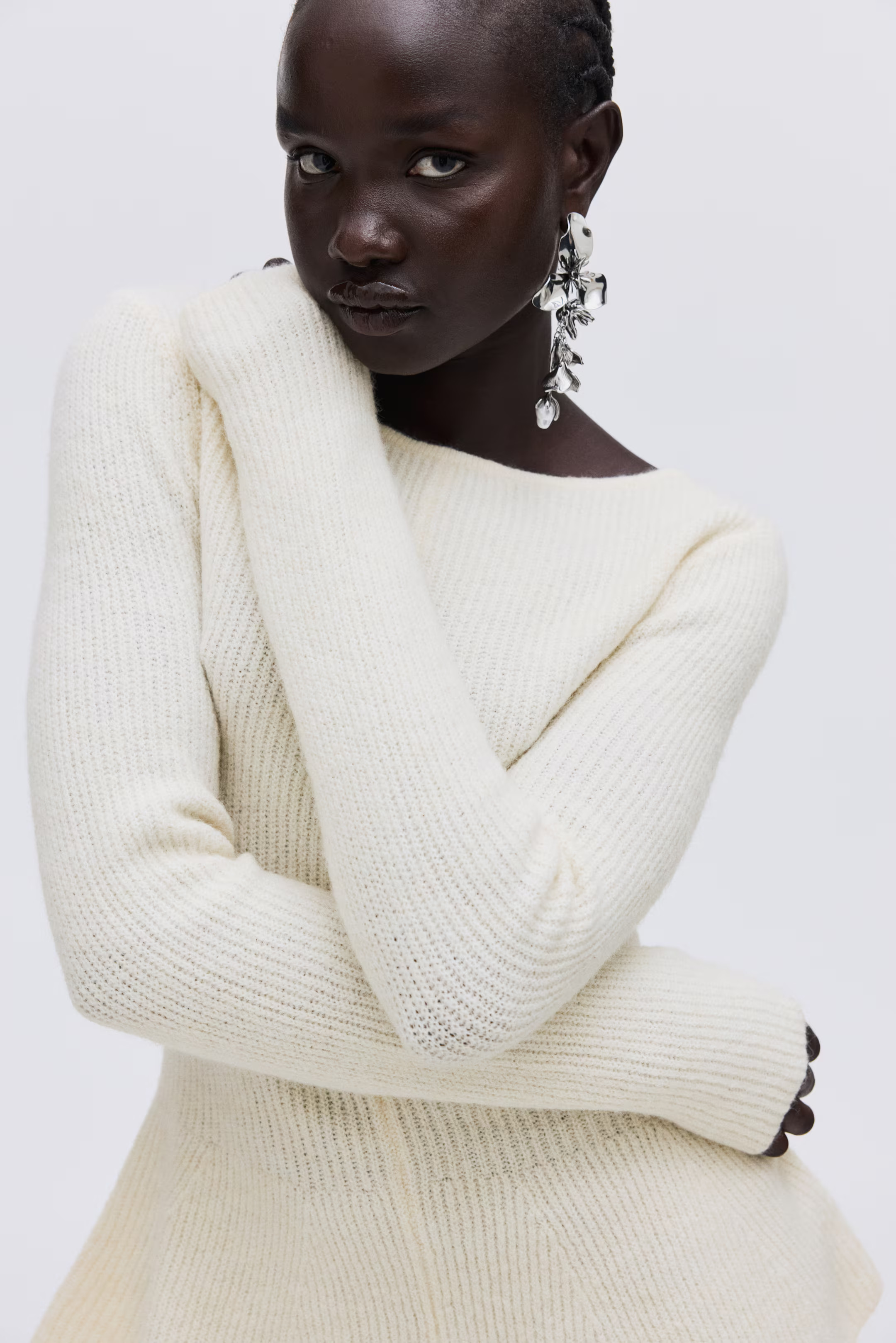 Rib-knit peplum top - Cream - Ladies | H&M GB | H&M (UK, MY, IN, SG, PH, TW, HK)