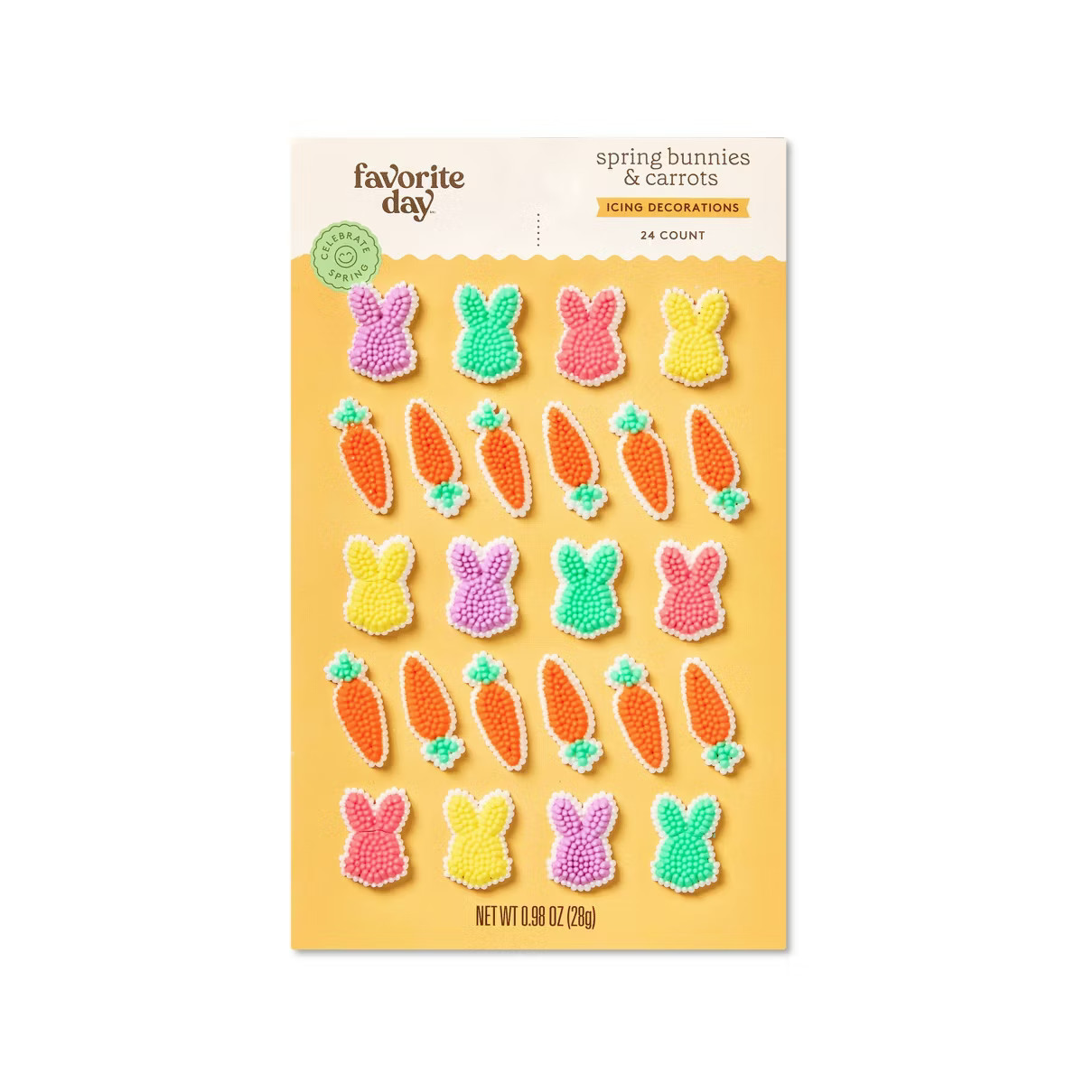 Spring Bunnies & Carrots Icing Decorations - 24ct/0.98oz - Favorite Day™ | Target