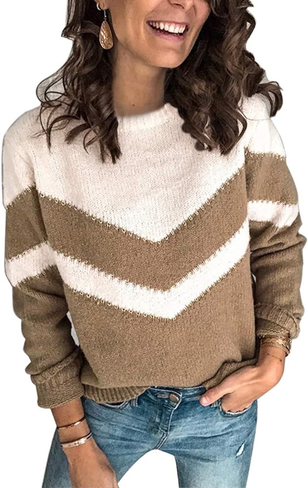 ANCAPELION Women’s Casual Sweater Pullover Winter Basic Sweatshirt Long Sleeve Cozy Knitted Jum... | Amazon (US)