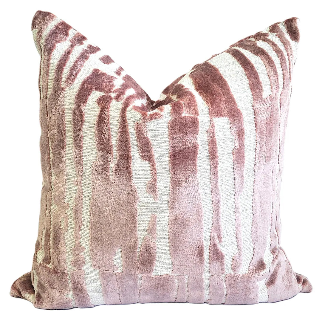 Blush Pink & Ivory Cut Velvet Pillow Cover - Etsy | Etsy (US)