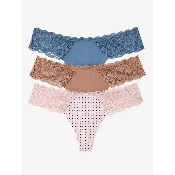 Joyspun Women's Thong Panties, 3-Pack, Sizes XS to 3XL - Walmart.com | Walmart (US)