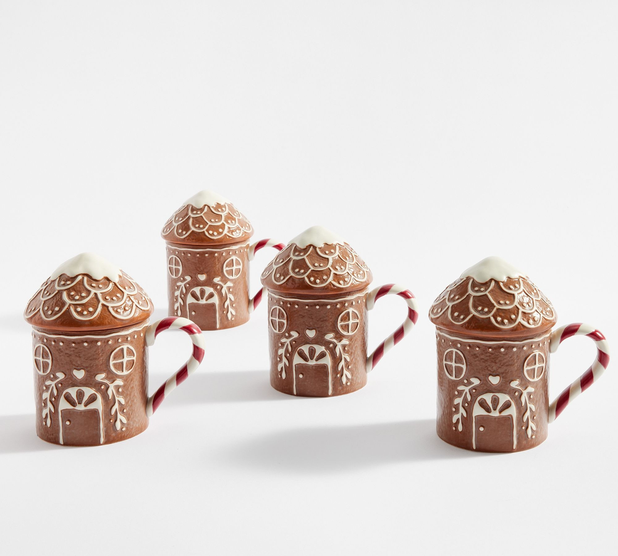Gingerbread House Lidded Stoneware Mugs - Set of 4 | Pottery Barn (US)