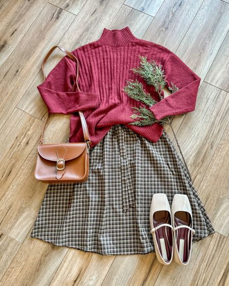 Christmas outfit. Plaid skirt. Mary Jane Flatts. Christmas party outfit.

#LTKHoliday #LTKSeasonal #LTKGiftGuide
