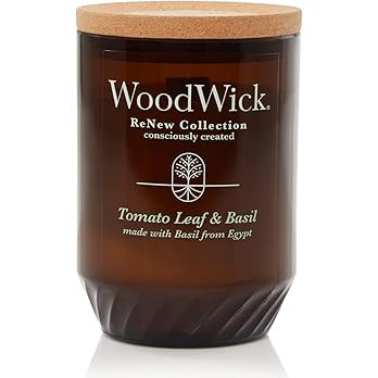 WoodWick Tomato Leaf & Basil Gifts for Women and Men, 13 oz. WoodWick Renew Large Candle with Cra... | Amazon (US)