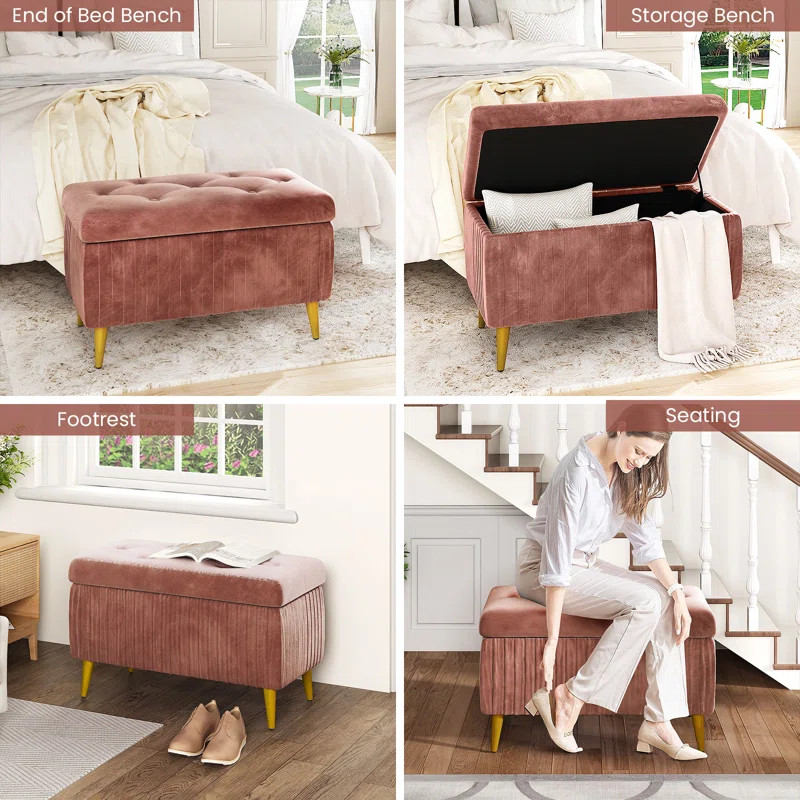 Velvet Upholstered Storage Bench | Wayfair North America