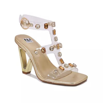 Ninety Union Women's Gem, Metal Heel Jewel Sandal, Gold, 10M | Belk