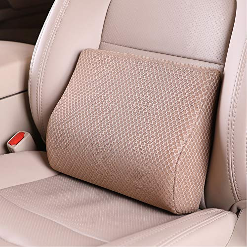 TISHIJIE Memory Foam Lumbar Support Pillow for Car - Lower Back Support Cushion for Driving, Back Pain Relief for Car Seat, Office Chair, Wheelchair (Beige) | Amazon (US)