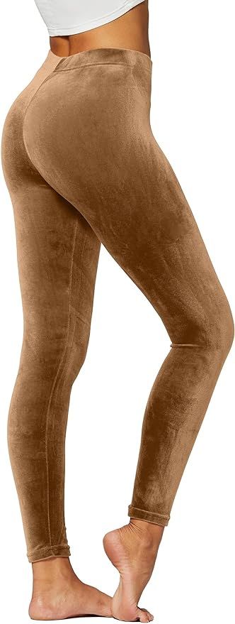 Premium Velvet Leggings for Women - Ultra-Soft Warm Velour Pants | Amazon (US)