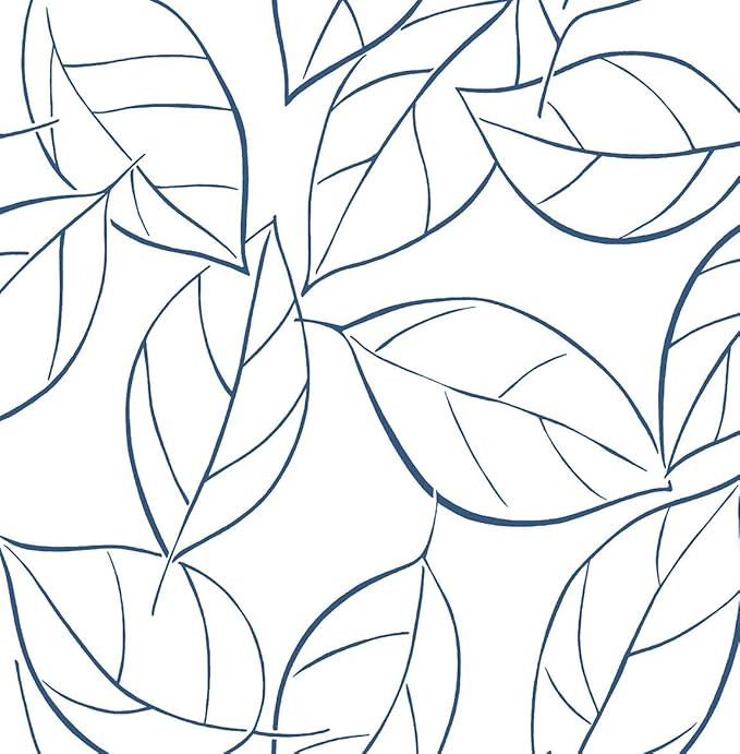 NextWall Tossed Leaves Peel and Stick Wallpaper (Navy Blue) | Amazon (US)
