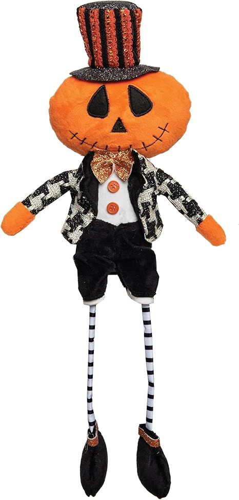 Gallerie II Sitting Halloween Pumpkin with Dangling Legs, Shelf Sitter Decorations for Home Orang... | Amazon (US)