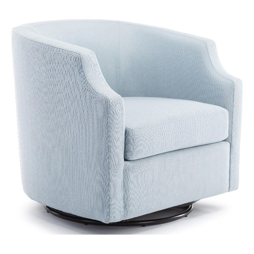 Infinity Polyester Fabric Swivel/Rocker Barrel Accent Chair with Pocket Coil Seat Cushion, 360 Degree Swivel, No Assembly Required, in Sky Blue Finish | Amazon (US)