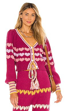 LoveShackFancy Buena Cropped Cardigan in Warm Heart from Revolve.com | Revolve Clothing (Global)