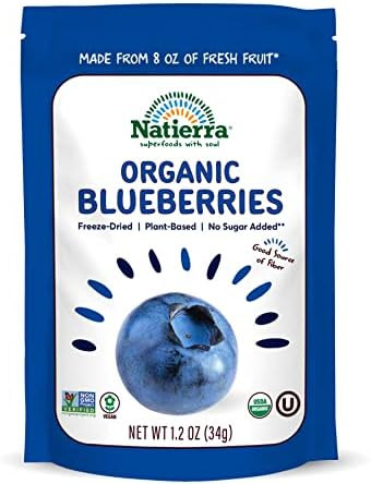 NATIERRA Nature's All Foods Organic Freeze-Dried Blueberries, Non-GMO & Vegan, 1.2 Ounce | Amazon (US)
