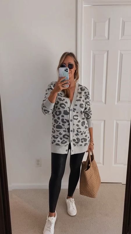 Easy spring outfit with my favorite cardigan and spanx. Or you can pair them with my favorite new lululemon lookalikes from Amazon this entire outfit is such a good on repeat style to have 
