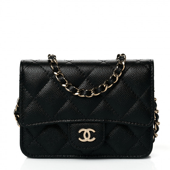 CHANEL Caviar Quilted Mini Chain Bag Black | FASHIONPHILE (US)