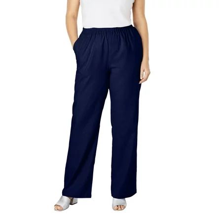 Jessica London Women's Plus Size Lightweight Linen-Blend Wide-Leg Pants | Walmart (US)