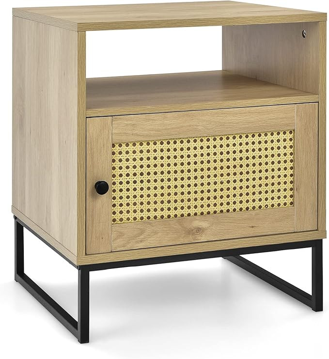 COSTWAY Nachttische Holz, Beistelltisch mit offenem Regal & Türschrank, 3 Ebenen Kaffeetisch, So... | Amazon (DE)