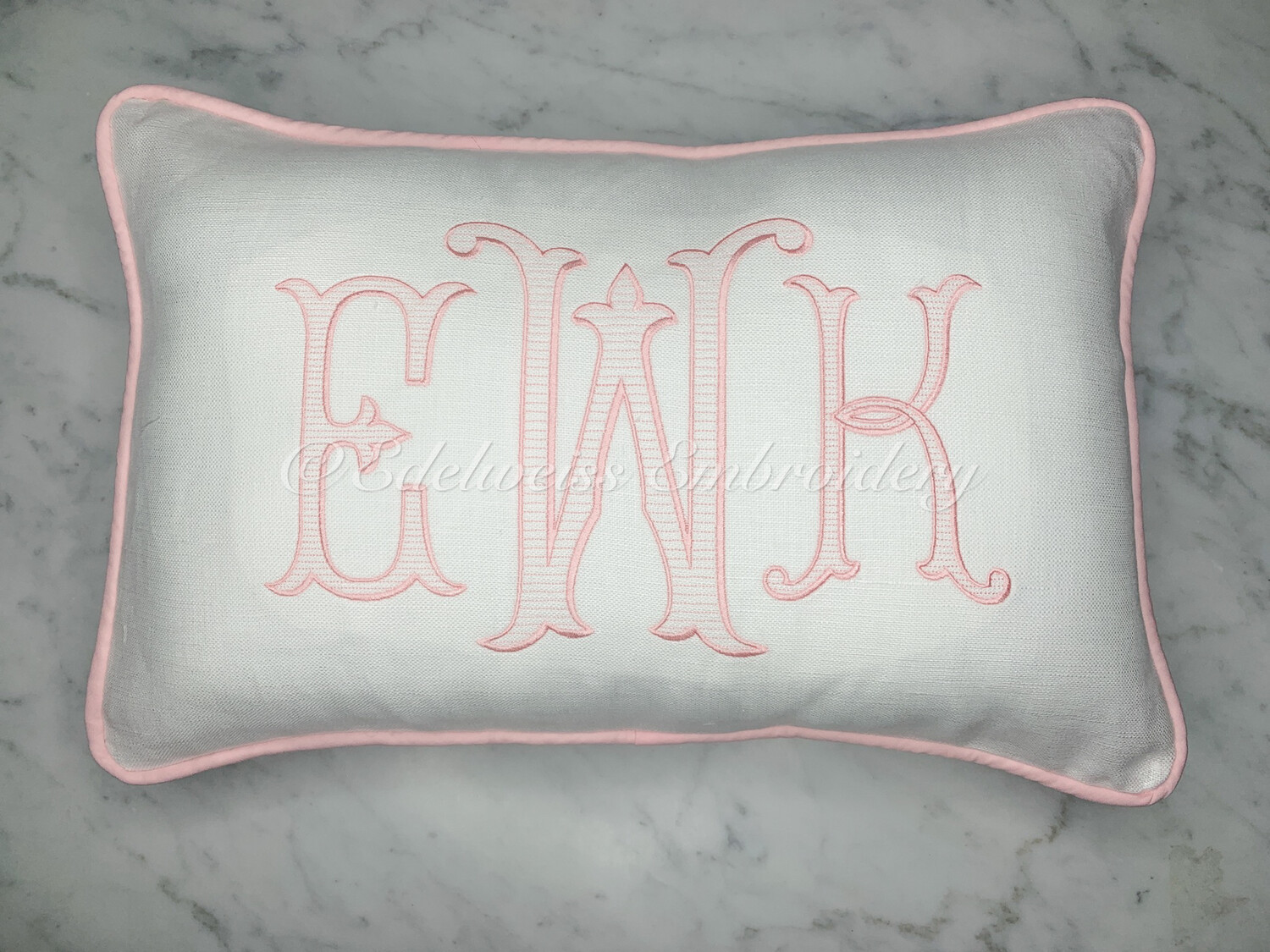 Royal Monogram Linen Pillow Sham | Edelweiss Embroidery