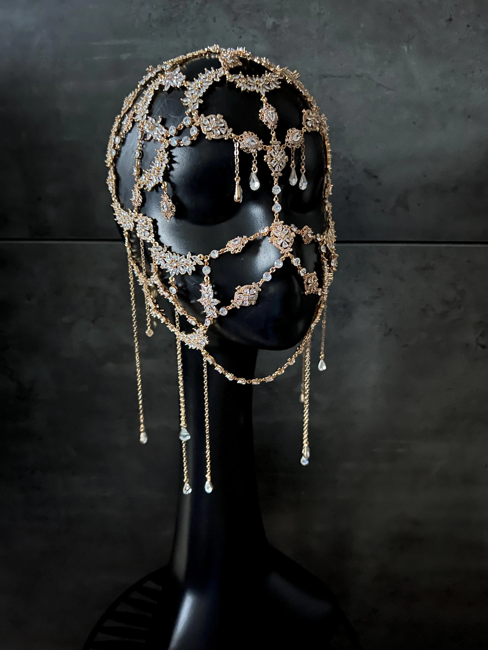 Gold hair chain~Headpiece-Face harness~Wedding crystal headpiece~Face chain | Etsy (Global)