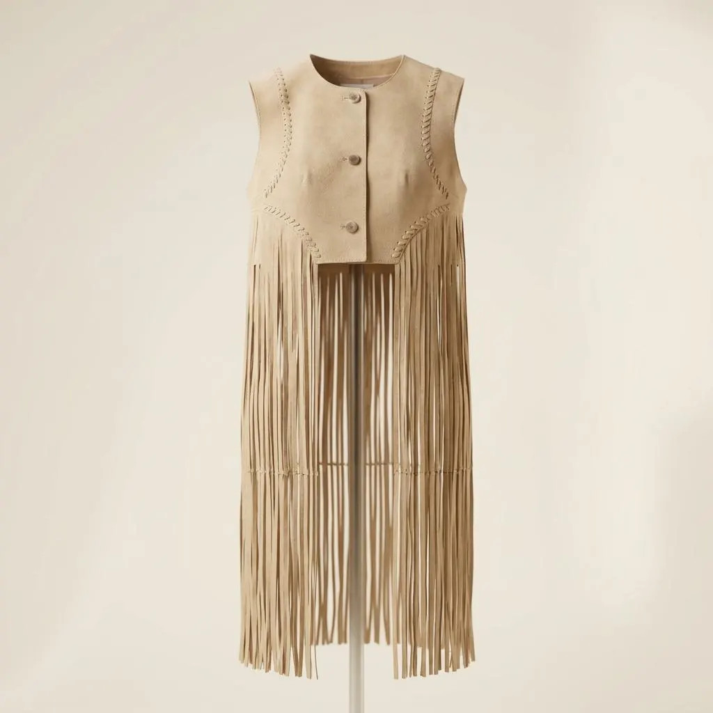 Suede Fringe Vest Women, Handmade Leather Fringe Waistcoat, Western Boho Cowgirl Outfit, Holiday Gift Her | Etsy (Global)