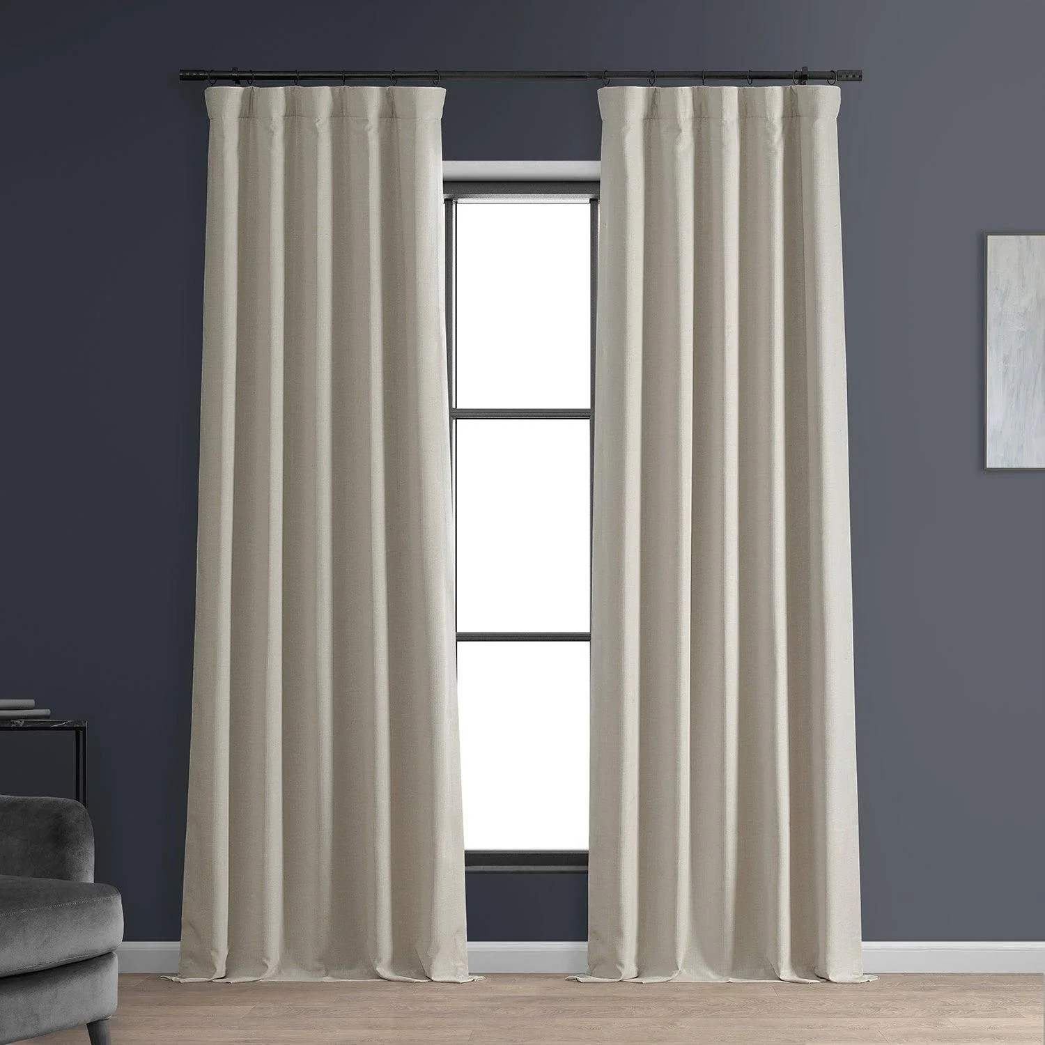 Caravan Beige Faux Linen Hotel Blackout Curtain | Half Price Drapes