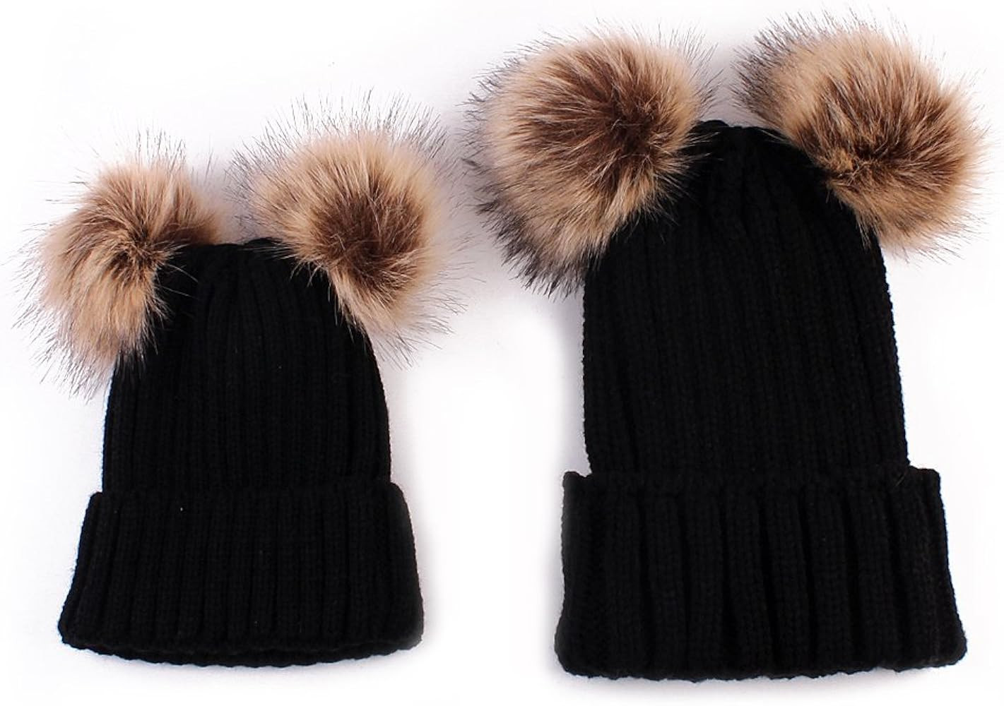 oenbopo 2PCS Parent-Child Hat Winter Warmer, Baby Hat/Women Hat, Mother & Baby Knit Hat Beanie Wi... | Amazon (US)