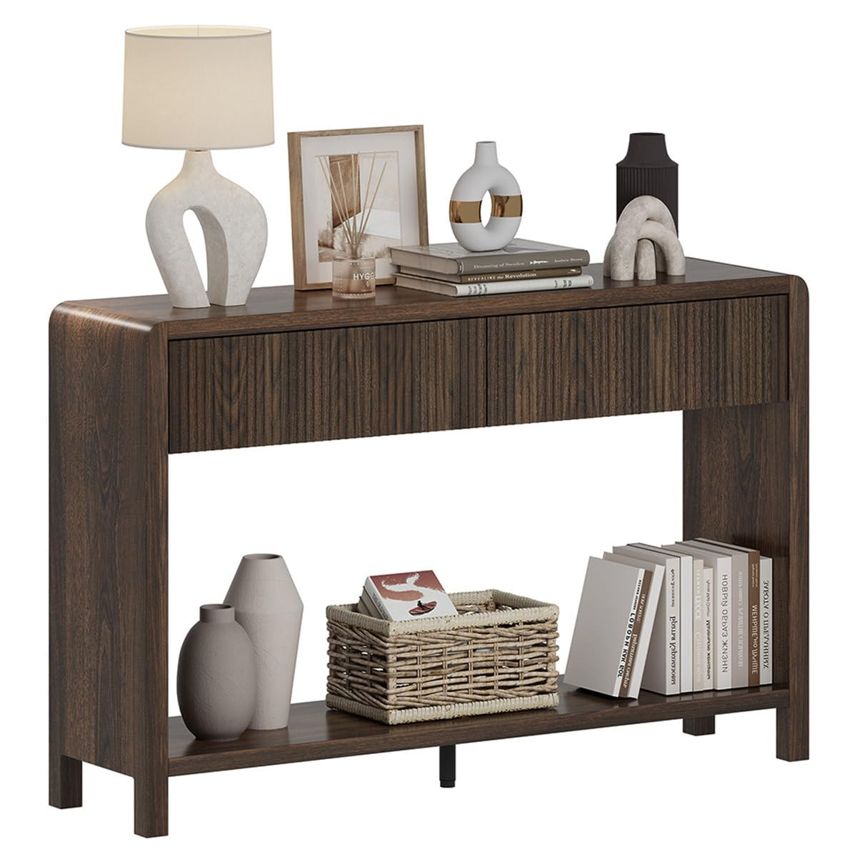 FATORRI Console Sofa Table with 2 Drawers, Wood Couch Table Behind Sofa, Farmhouse Entryway Table... | Amazon (US)