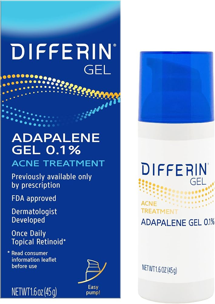 Differin Acne Treatment Gel, 90 Day Supply, Retinoid Treatment for Face with 0.1% Adapalene, Gent... | Amazon (US)