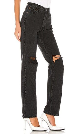 RE/DONE High Rise Loose in Washed Black With Rips from Revolve.com | Revolve Clothing (Global)