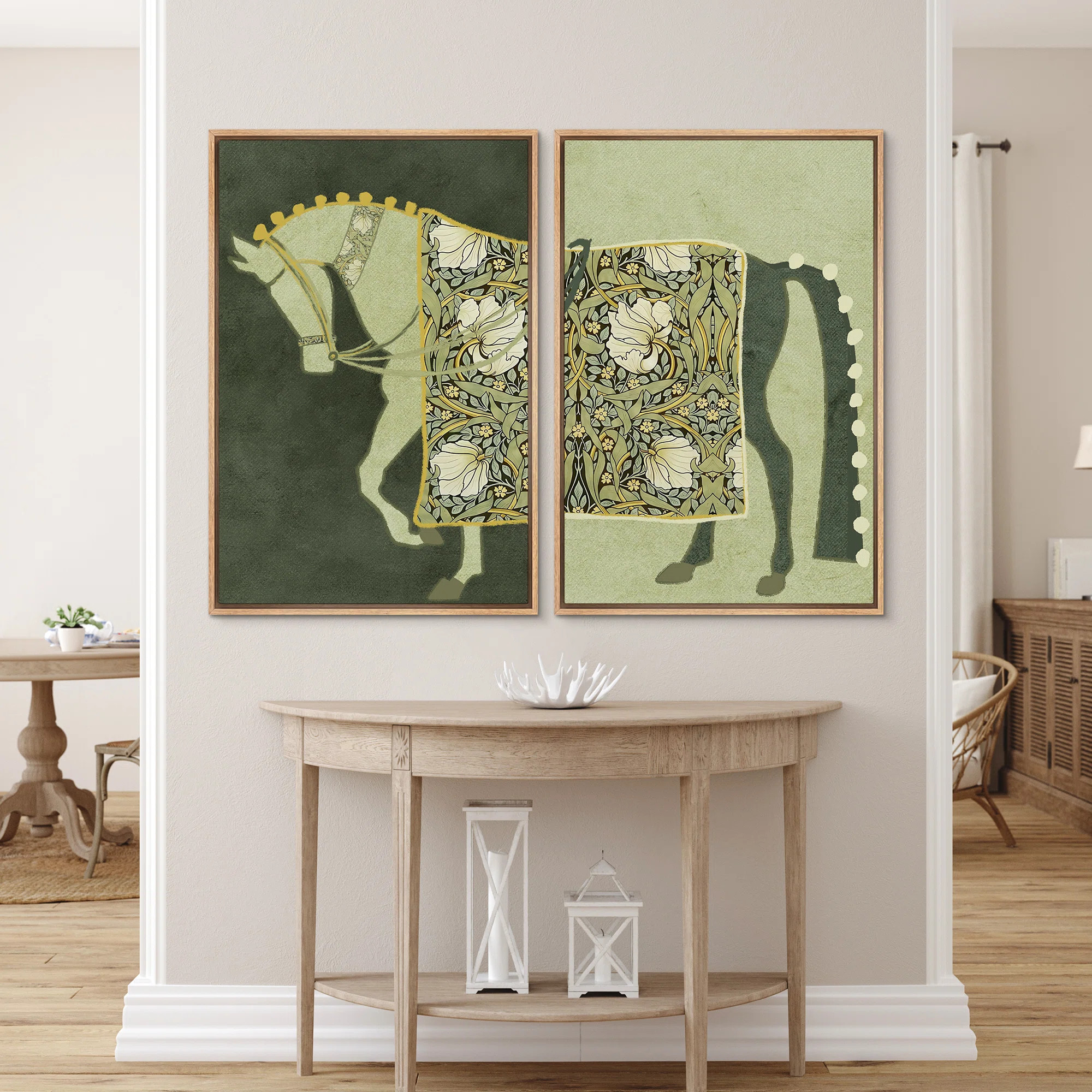 Abstract Green Pimpernel Flower by William Morris Vintage Horse Wall Art Bedroom Decor | Wayfair North America