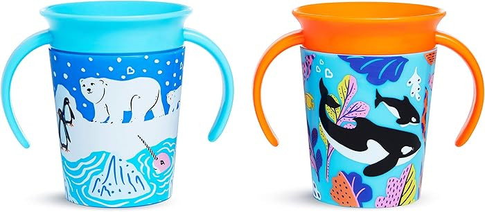 Munchkin® Miracle® 360 Wildlove Sippy Cup, 6 Oz, 2 Pack, Orca/Polar Bear | Amazon (US)