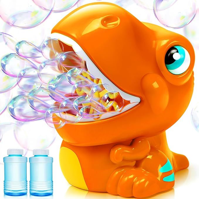 JOYIN Dinosaur Bubble Machine, 5000+ Bubbles Per Minute, Bubble Blower with 2 Bubble Solutions fo... | Amazon (US)