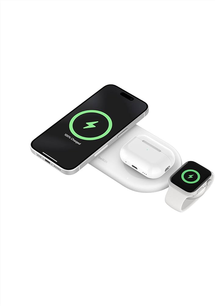 Belkin 3-in-1 MagSafe-Compatible Wireless Charging Pad with Qi2 15W - iPhone Charger - Fast Charg... | Amazon (US)