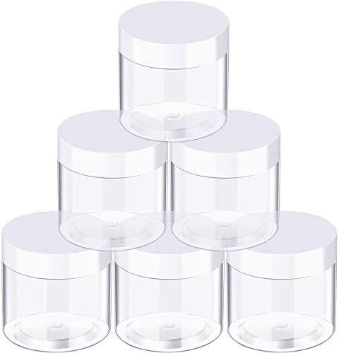 6 Pack Clear Container with Lids Small Plastic Pot Jars Wide Mouth Round Leak Proof Plastic Conta... | Amazon (US)