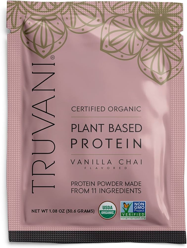 Truvani Vegan Pea Protein Powder | Vanilla Chai | 20g Organic Plant Based Protein | 1 Serving | K... | Amazon (US)