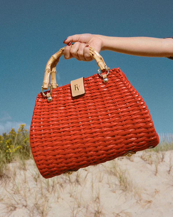 Rooster Wicker Bag - Red | Frances Valentine